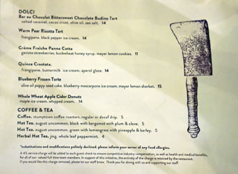 Bestia Dessert Menu