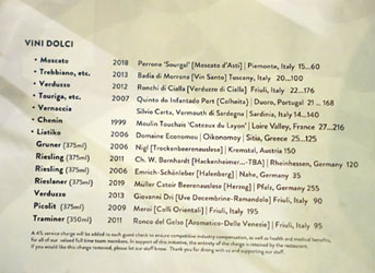 Bestia Dessert Wine List