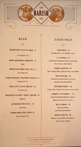 The Barish Beer & Cocktail List