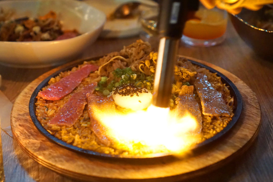 Searing the Wagyu Beef