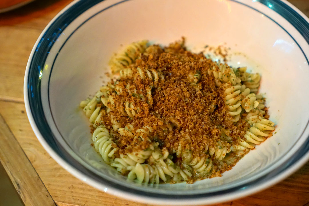 Sexy Pesto Bucatini – Made Vegan with Fusilli Substitution