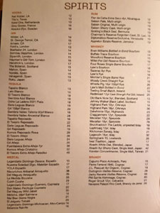 Caldo Verde Spirits List