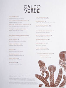 Caldo Verde Menu