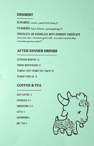 Cabra Dessert Menu