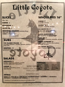 Little Coyote Menu