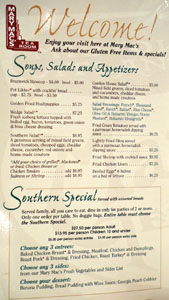 Mary Mac's Tea Room Menu: Soups, Salads and Appetizers / Southern Special