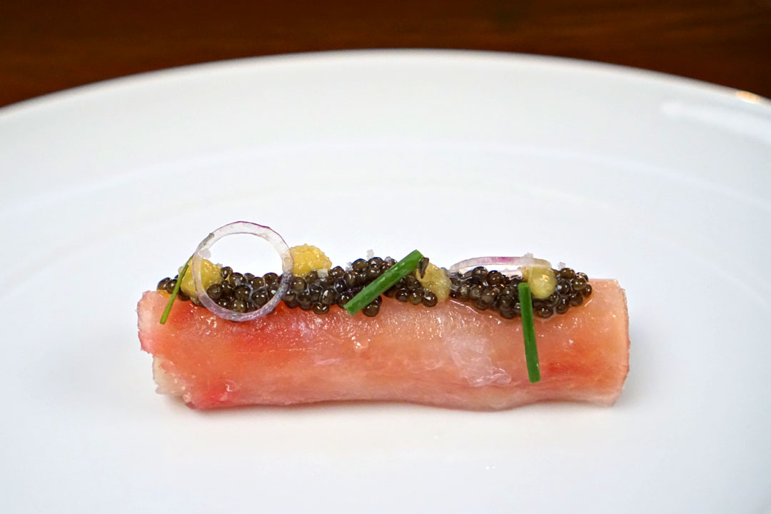 Tuna 'Roll,' Chive Crème Fraîche, Citrus Vierge + Siberian Caviar