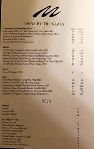 Merois Wines by the Glass & Beer List