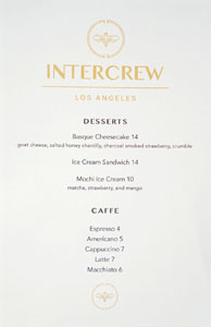 Intercrew Dessert Menu