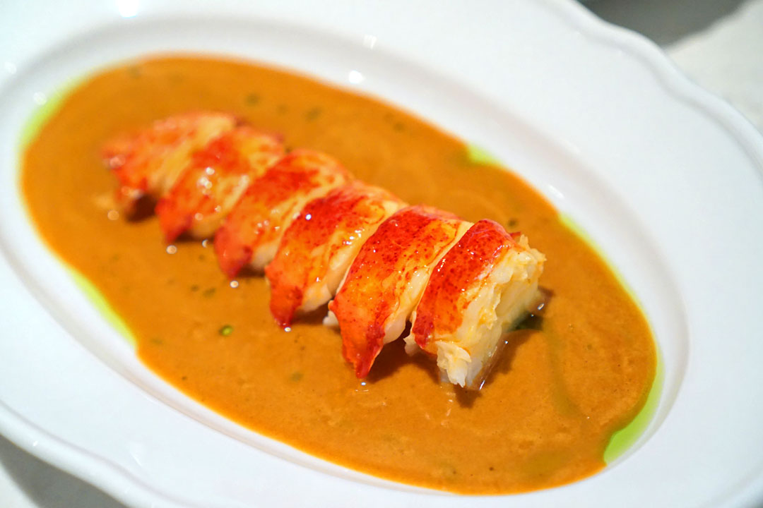 Lobster, coral bisque