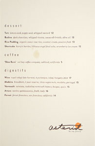 Asterid Dessert Menu