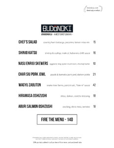 Budonoki Menu