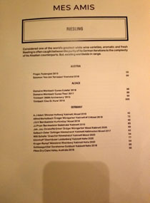 Mes Amis Wine List: Riesling