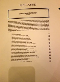 Mes Amis Wine List: Chardonnay Burgundy (France)
