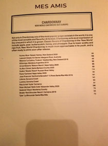 Mes Amis Wine List: Chardonnay (New World (Anywhere But Europe))