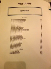 Mes Amis Wine List: Old and Rare