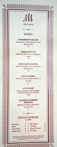 Mes Amis Dessert Menu