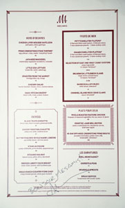 Mes Amis Menu