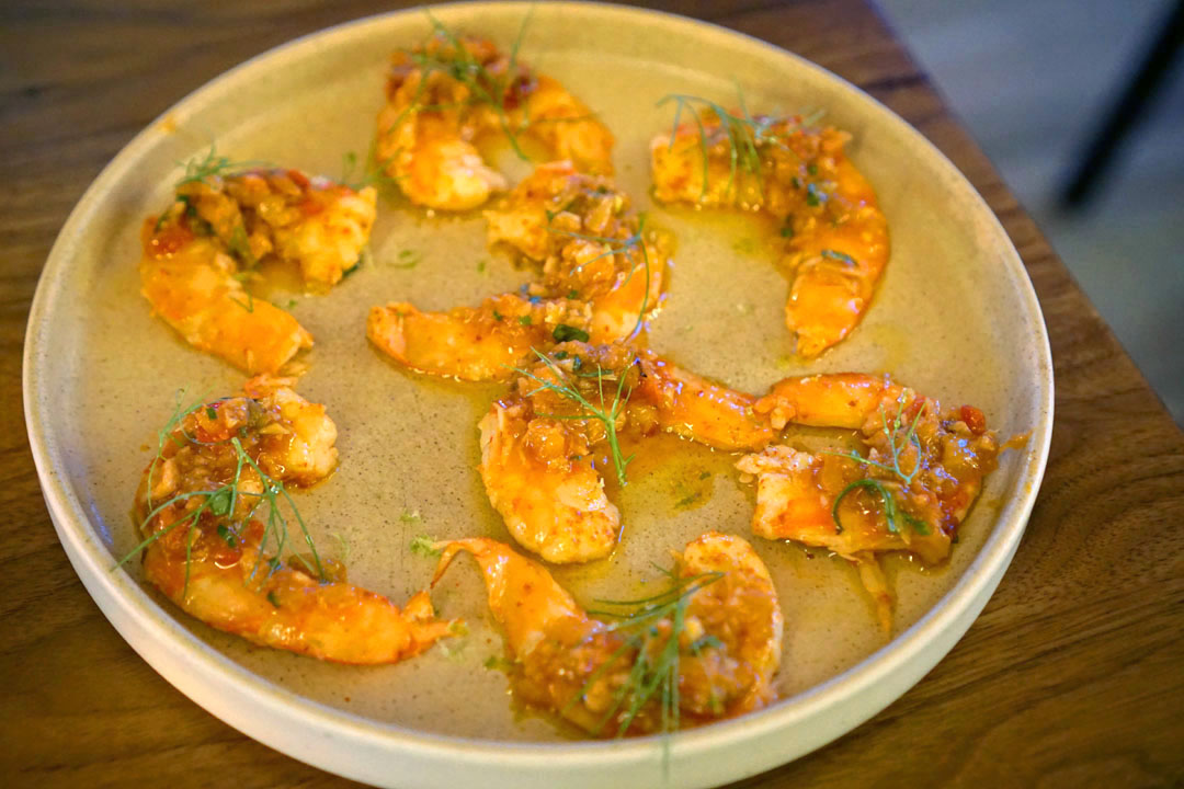 Chilled Jumbo Shrimp, Fennel Mojo Picon, Lime and Olio Verde