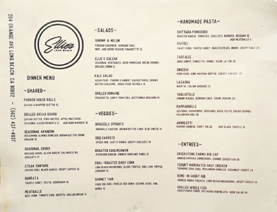 Ellie's Menu