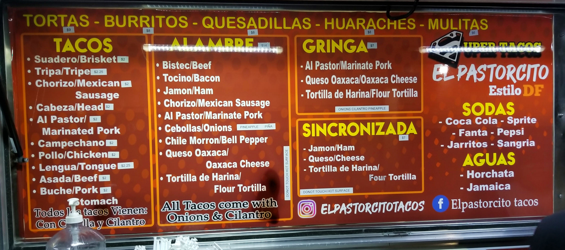 El Pastorcito Menu