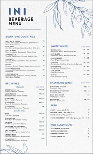 INI Ristorante Beverage List