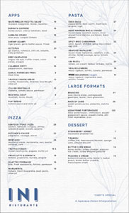 INI Ristorante Menu