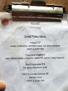 Neat Food Menu