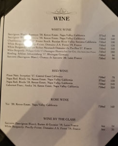 Sushi Miyagi Wine List