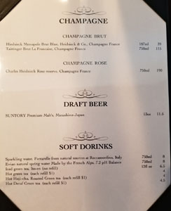 Sushi Miyagi Champagne, Beer & Soft Drink List