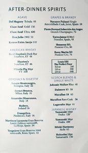 San Laurel After-Dinner Spirits List