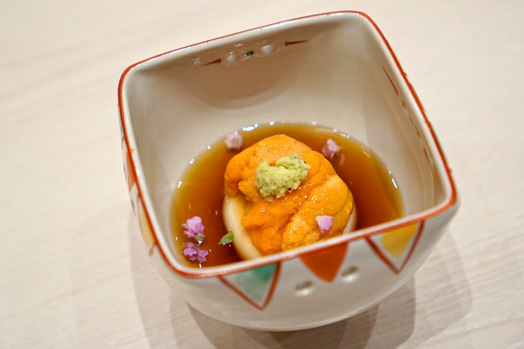 Goma Tofu, Hokkaido Uni, Shiso Blossoms