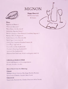 Mignon Food Menu