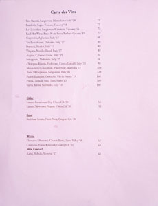 Mignon Wine List