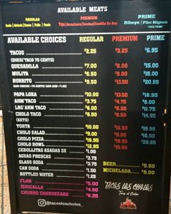 Tacos Los Cholos Menu