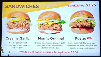 Mom's Touch Menu: Sandwiches