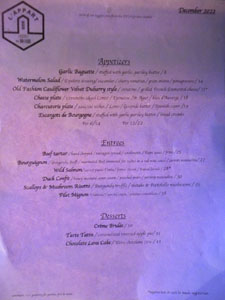 L'Appart Menu