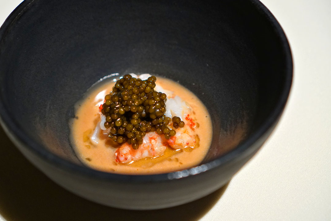 Caviar and spot prawn