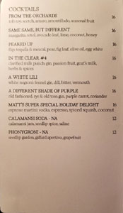 Osito Cocktail List