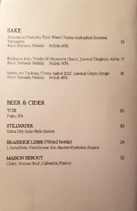 Osito Sake & Beer/Cider List
