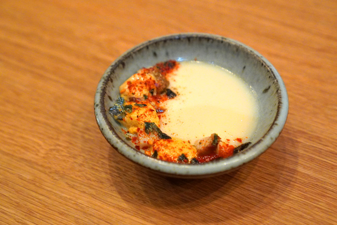 Sea Urchin, Citrus & Pine Egg Custard, Togarashi, Porcini