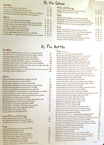 Fanny's Wine List