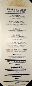 Genever Happy Hour Menu