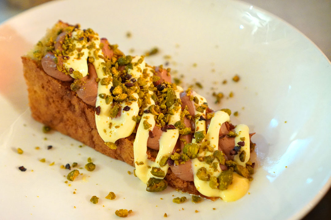 Olive Oil Cake w/ Chocolate, Orange & Pistachio