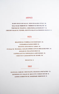 Fiorella Menu