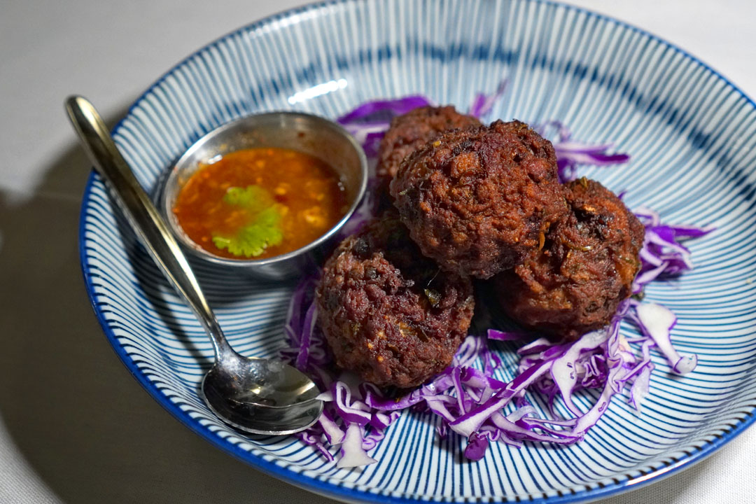 Laab Tot, northern-style pork meatballs