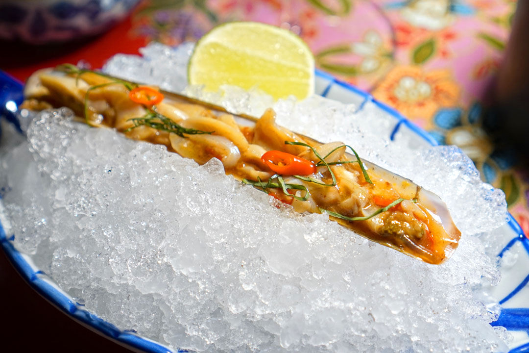 Razor Clams, Chili-Basil Sauce and Lime