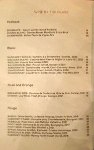 Mr. T Wines by the Glass List