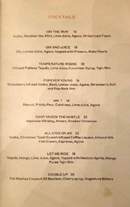 Mr. T Cocktail List