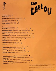 Bar Chelou Menu